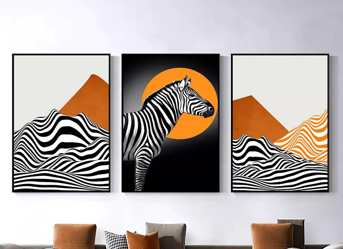 Quadro Decorativo 3 Telas - Zebras Coloridas - AE158